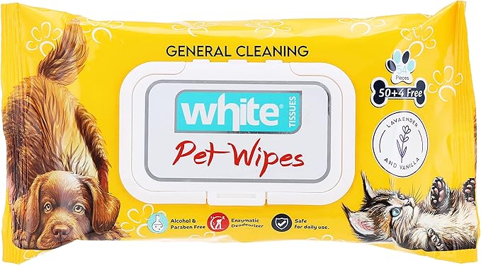 White Pet Wipes 54 Pieces