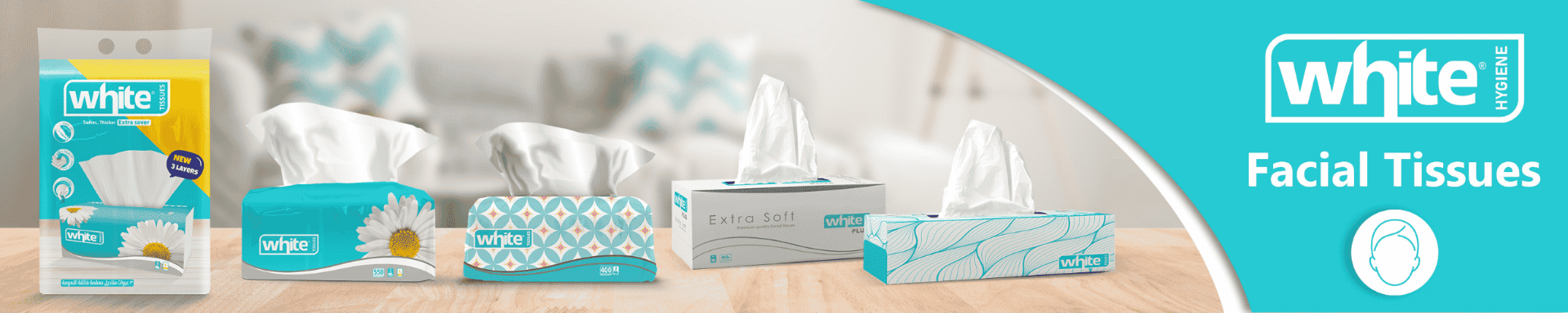 White Hygiene Facial Tissues