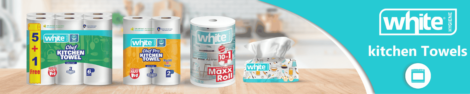 White Hygiene Kitchen Towels